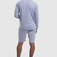 back profile of mens gym top and shorts set