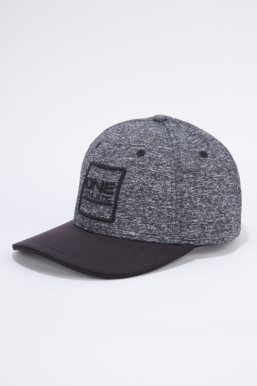 Baseball Cap - Melange Fabric Dark Grey & Black