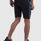 Tape detail in Black/Teal mens gym shorts