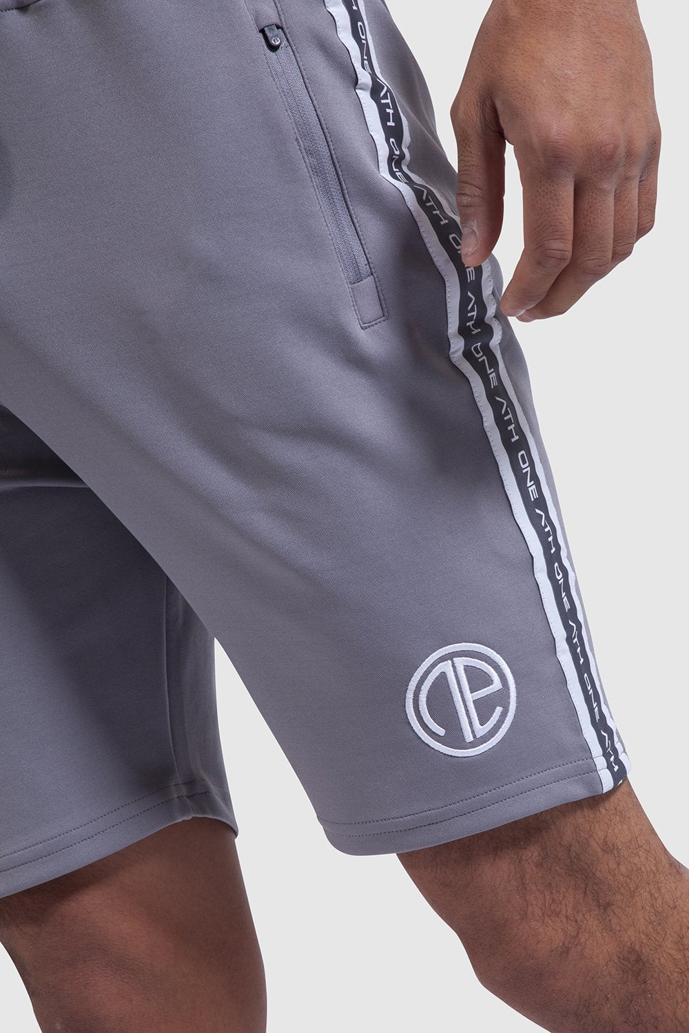 Firestone detail in the mens gym shorts - grey/white