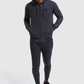 model wearing mens gym joggers and matching hoodie