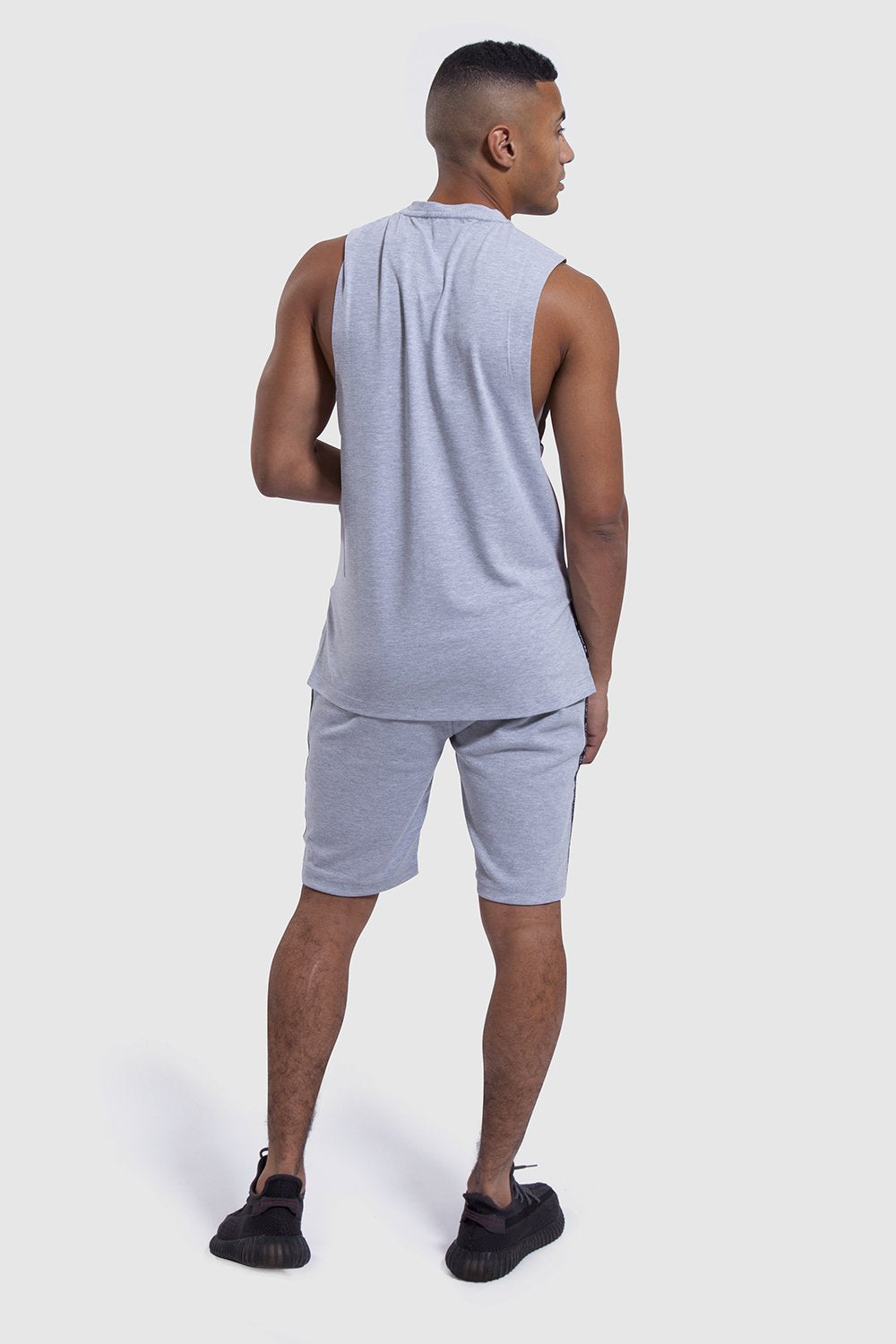 back design of mens gym shorts and vest