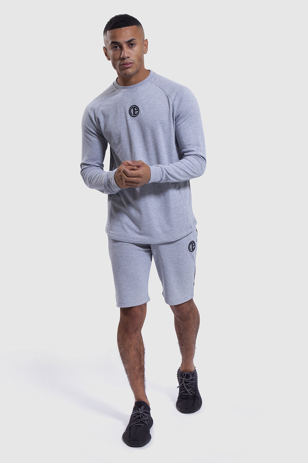 Iverson mens gym shorts and grey long sleeve top