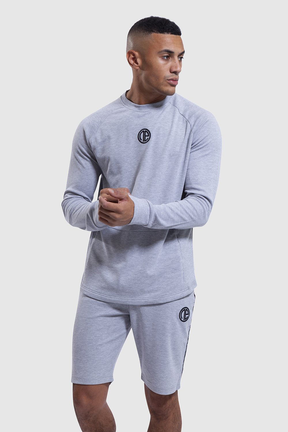 grey top and shorts set