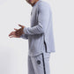 side detail of mens gym shorts and top