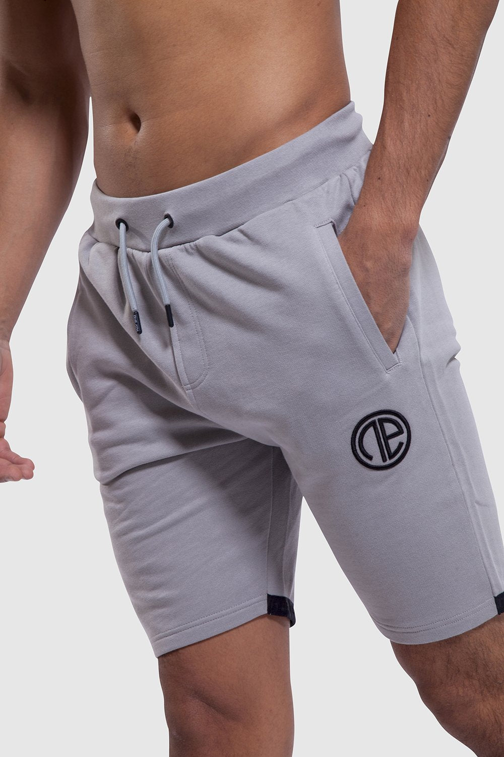 Branding detail of Iverson gym shorts for men