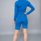 Lorella Cropped Funnel Jacket - Blue