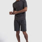 Mens gym tops and shorts in khaki