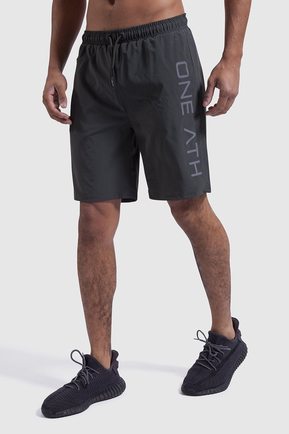 mens training shorts in khaki