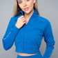 Lorella Cropped Funnel Jacket - Blue